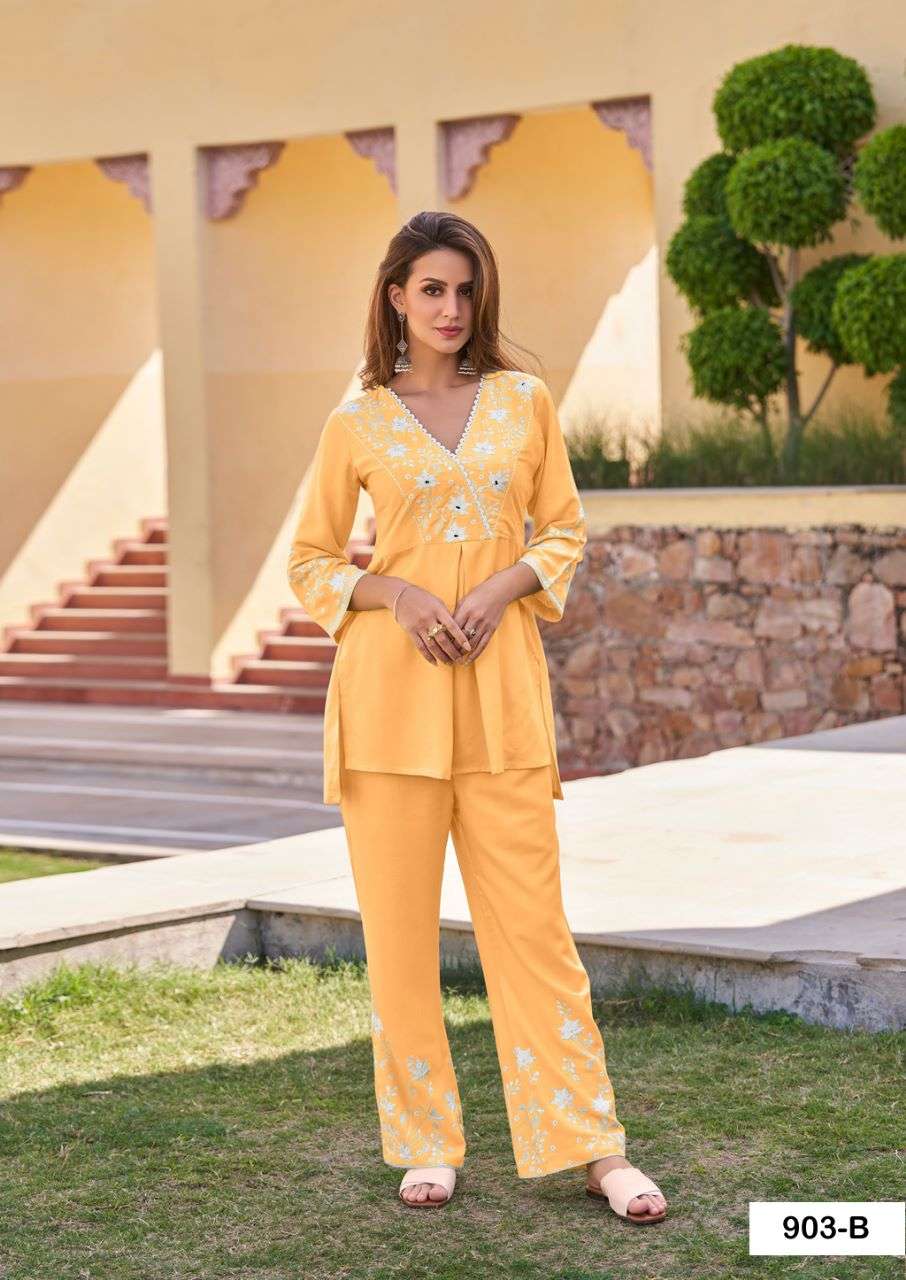 VINTAGE SILVER HEAVY RAYON SUPER HIT CO-ORD SET WITH WHITE EMBROIDERY WORK BY S3FOREVER BRAND 903 B